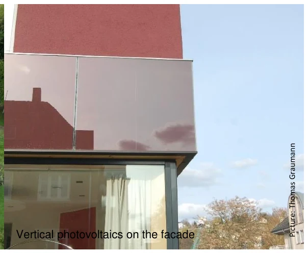 n n am u arG sam o h T :eru Vertical photovoltaics on the facade tciP